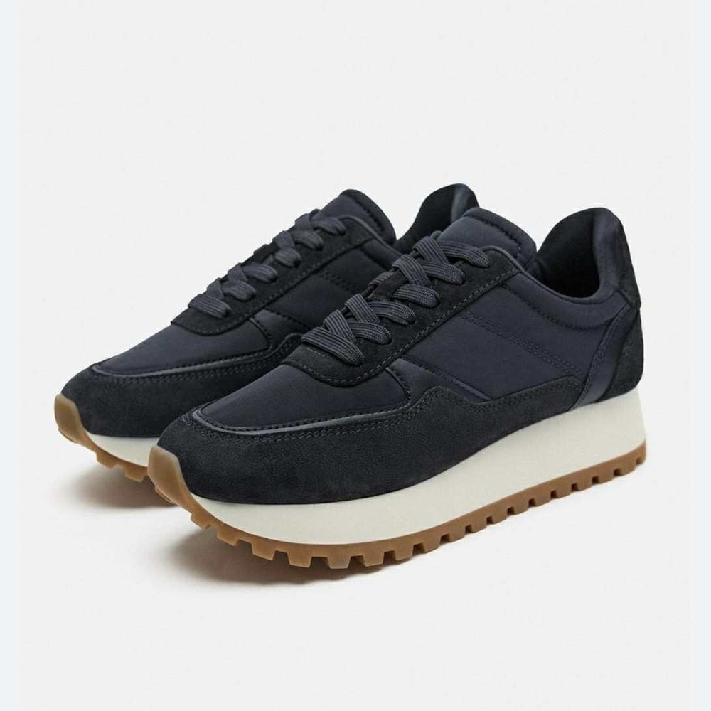Zara Navy and White Uni Sex's Sneakers